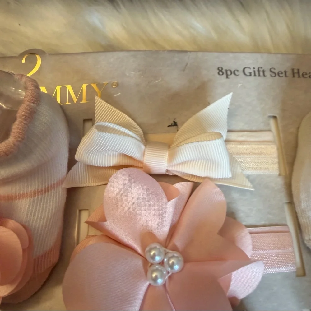 Elly & Emmy 7pc Baby Girl Gift Set Headwraps & Booties 0-12 Months